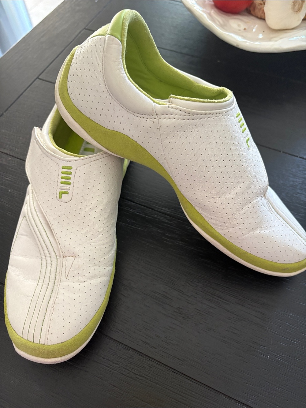 RARE- VINTAGE Y2K Fila White & Lime Green Women's Slip-On Athletic Shoes-